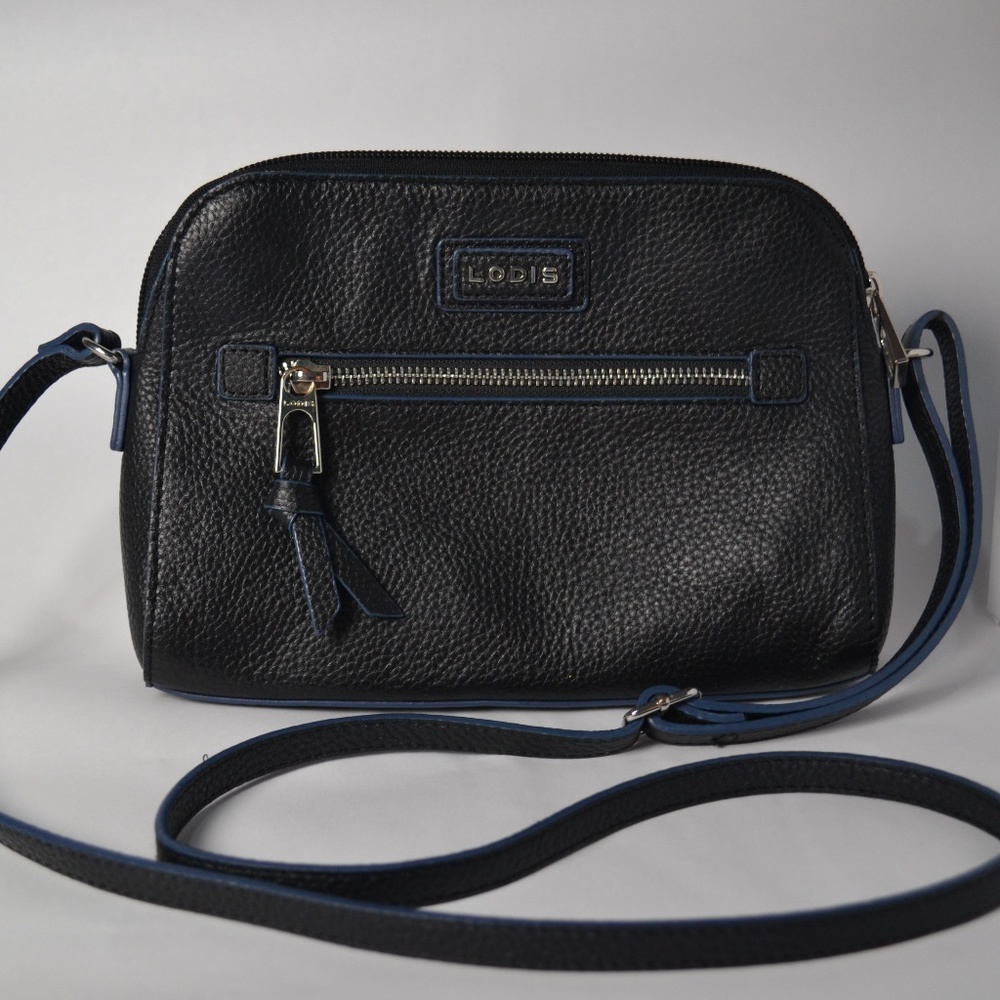 Lodis black leather cross body handbag